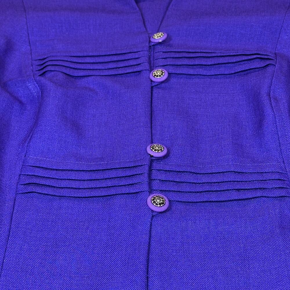 Vintage Karis Korner Blazer Womens 18W Purple Short Sleeve V Neck Button up Top - Picture 7 of 10